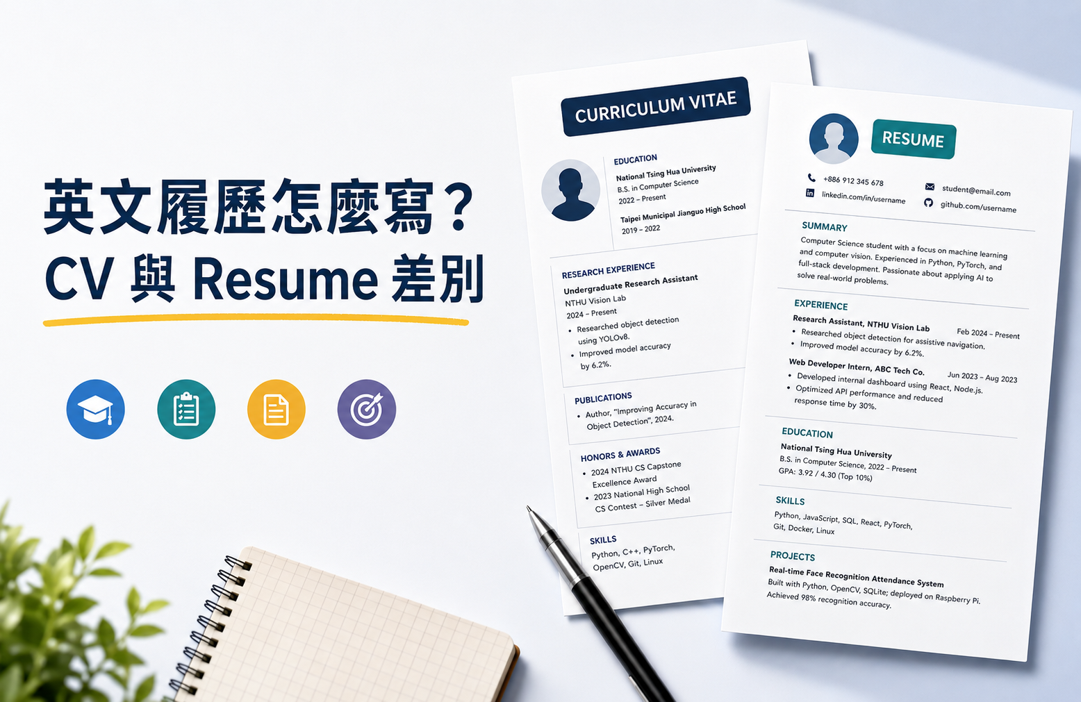 英文履歷怎麼寫？CV 與 Resume 差別＋升學必備內容整理